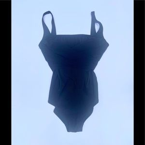 GOTTEX One-Piece Ruched, Crossover Black SWIM SUIT  Size 12